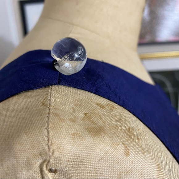 Calypso St. Barth women’s navy blue white silk striped dress sz large - Picture 7 of 10